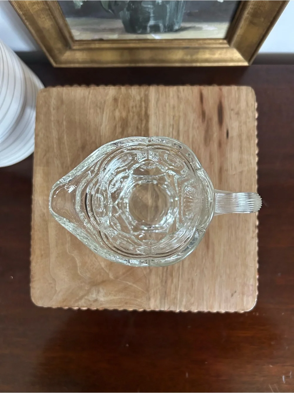 L.E. Smith Moon and Star Clear Spooner and Creamer Pitcher